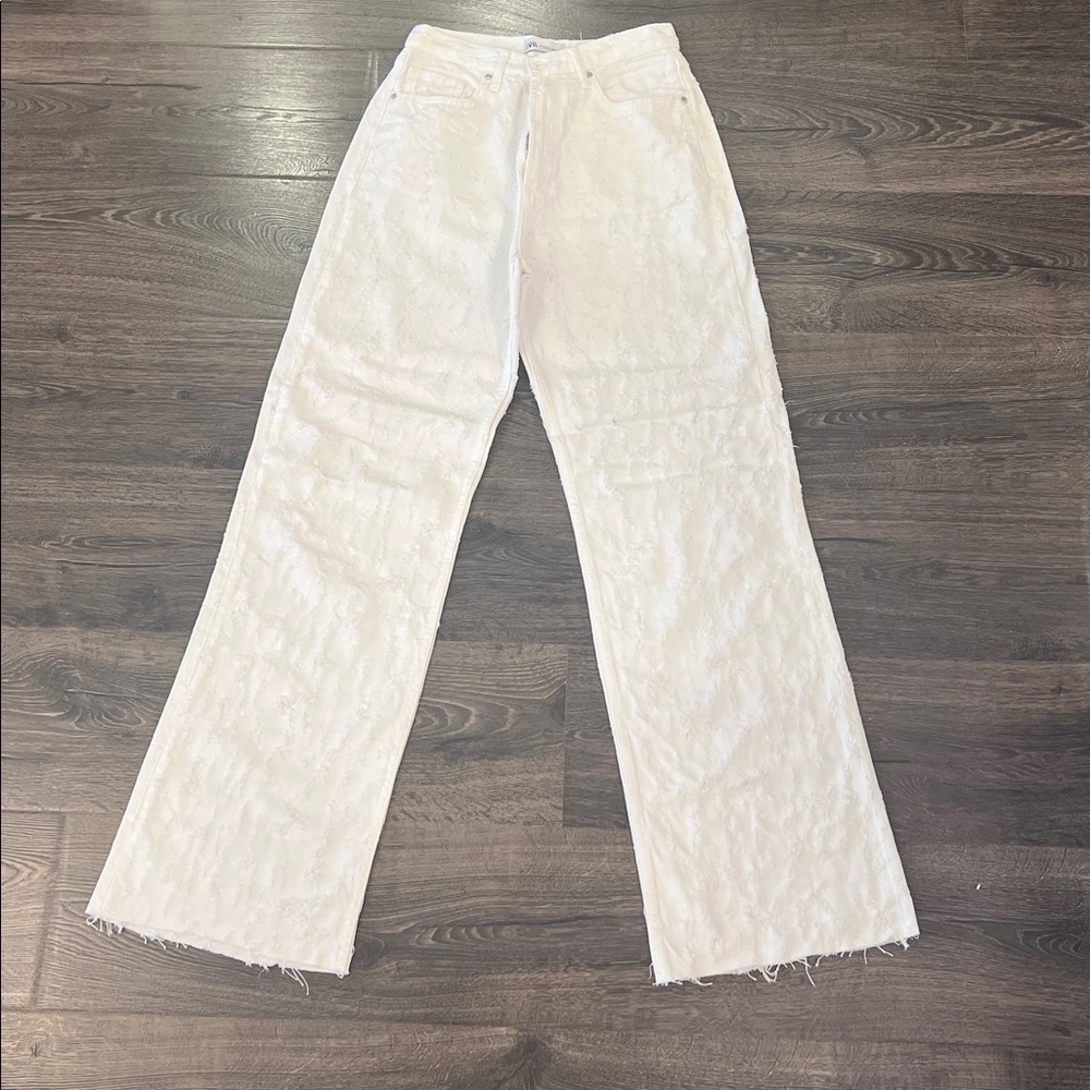 Zara White Flare & Wide Leg Jeans